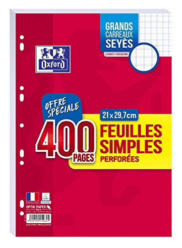 Optimisez votre efficacité avec le lot de 400 Pages Feuilles Simples Oxford Format A4