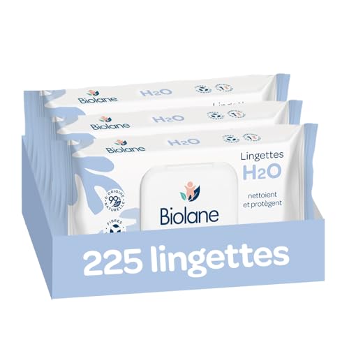 Nettoyez en douceur avec les Lingettes bébé BIOLANE à l’eau – Lot de 225 lingettes