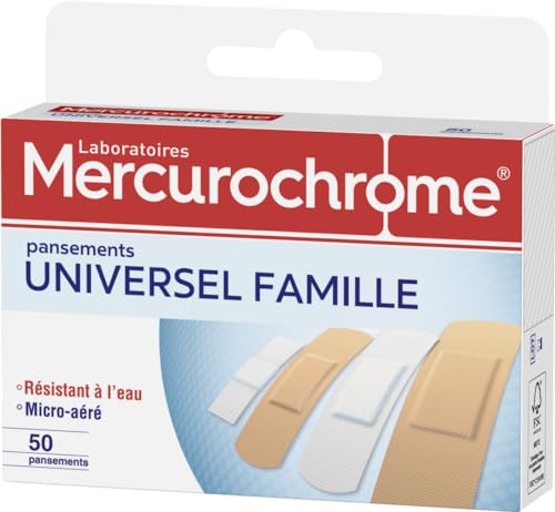 Mercurochrome Les pansements universels Mercurochrome, l’indispensable de votre trousse à pharmacie familiale – x50