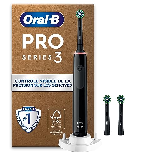 Oral-B Découvrez la Brosse À Dents Électrique Oral-B Pro 3 Noire avec Capteur de Pression pour des Gencives Sensibles